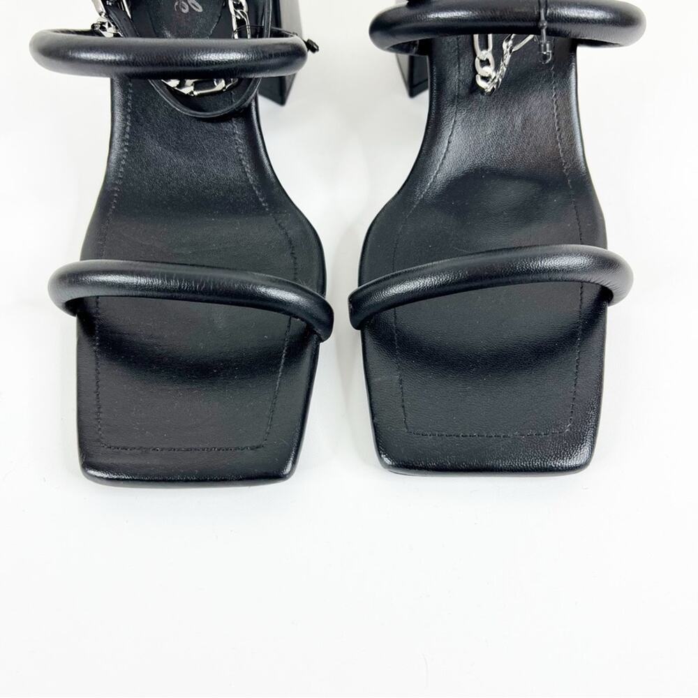 NWT Free People Parker Leather‎ Chain Detail Heeled Sandal 11 Black - Picture 3 of 9
